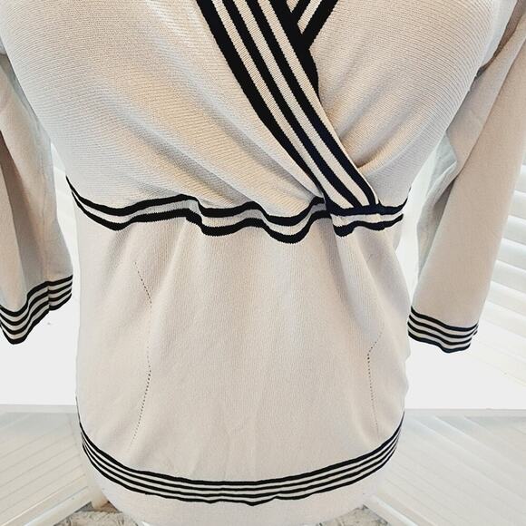 MAXMARA BLACK/CREAM MAGILA V NECK SWEATER SIZE LARGE - Picture 7 of 8